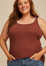 Plus Size Whipstitch Embroidered Tank Top, C8065, small
