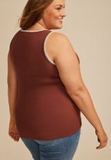Plus Size Whipstitch Embroidered Tank Top, C8065, small