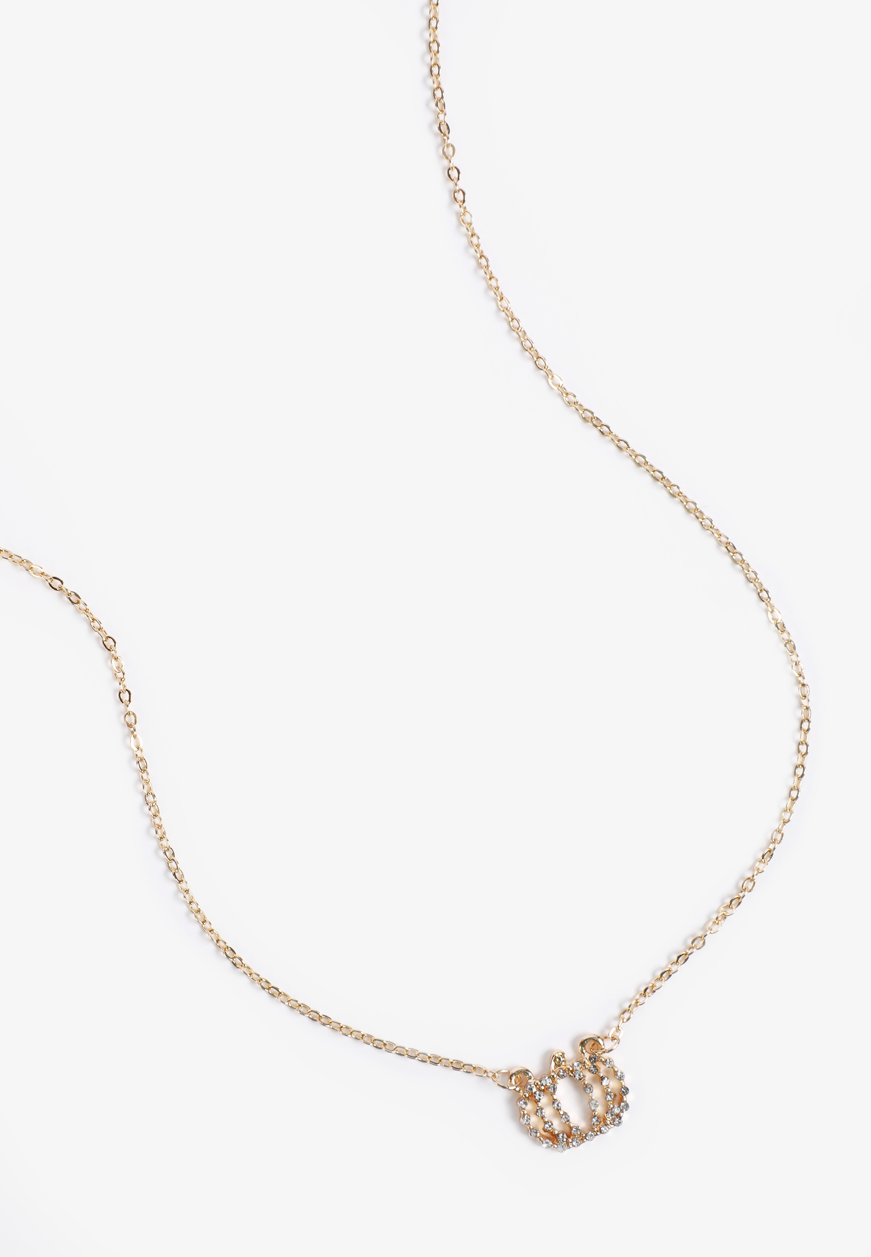 Gold Mini Pave Fall Pumpkin Pendant Necklace