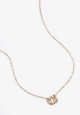 Gold Mini Pave Fall Pumpkin Pendant Necklace, , small