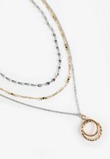 Mixed Metal Triple Layered Interlocking Necklace, C5967, small