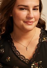 Classic Gold Cross Pendant Necklace, GOLD, small