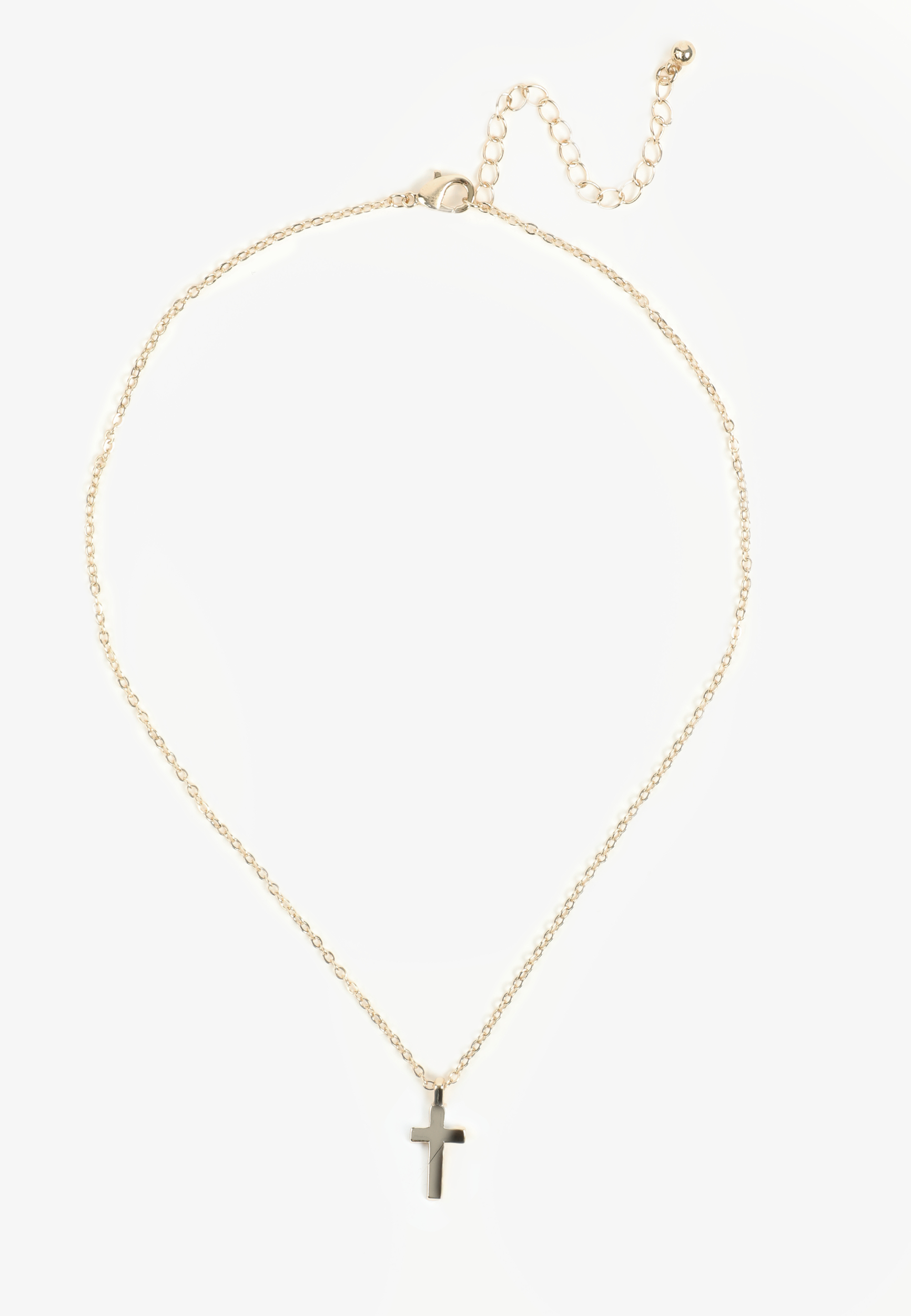 Classic Gold Cross Pendant Necklace, GOLD, large