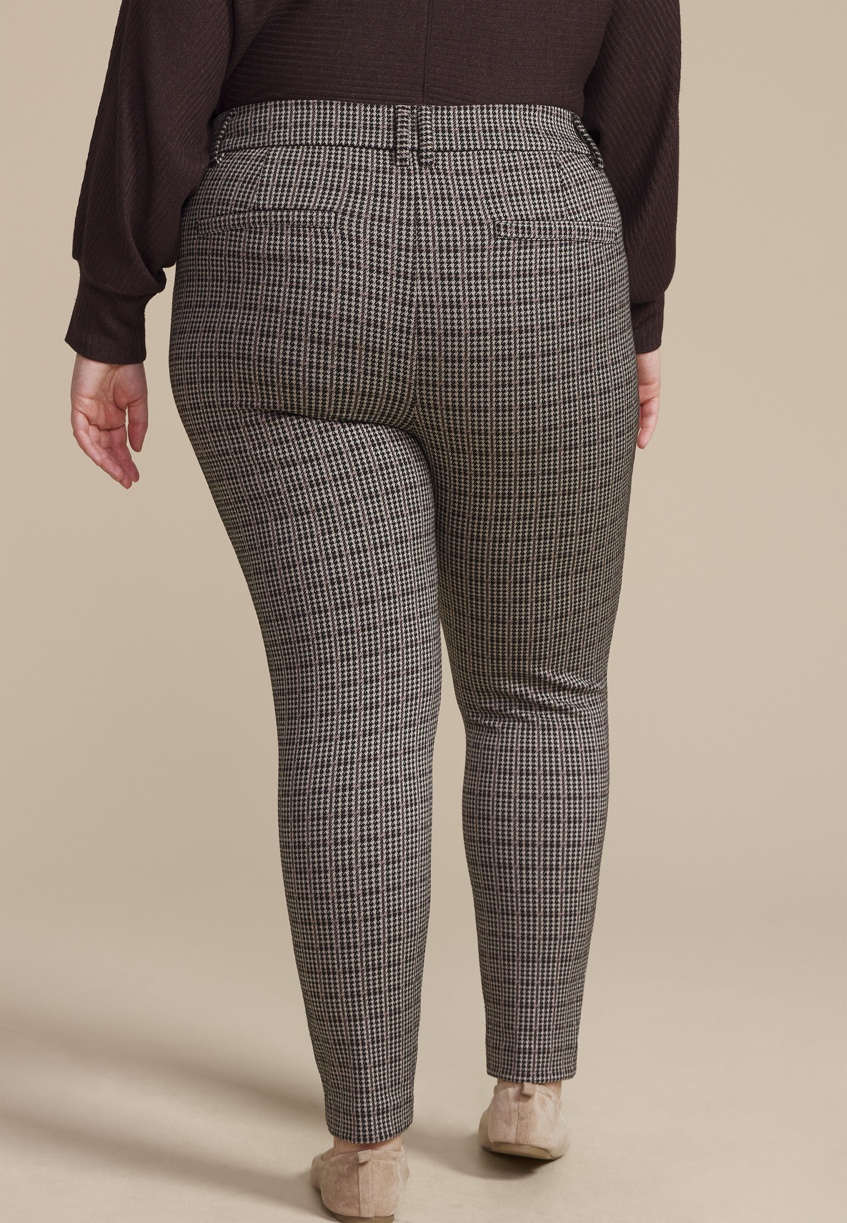 Plus Size Houndstooth Ponte Skinny Pant, C3681, large