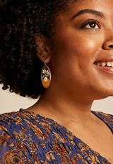 Pressed Fall Floral Oval Drop Earrings, GOLD, small