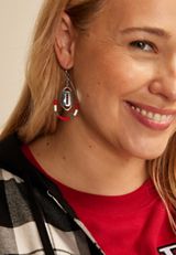 Game Day Red And White Beaded Teardrop Earrings, C1524, small