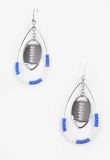 Game Day Royal Blue And White Beaded Teardrop Earrings, MULTI, small