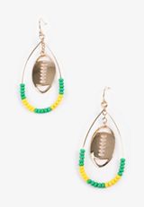 Game Day Green And Yellow Beaded Teardrop Earrings, MULTI, small