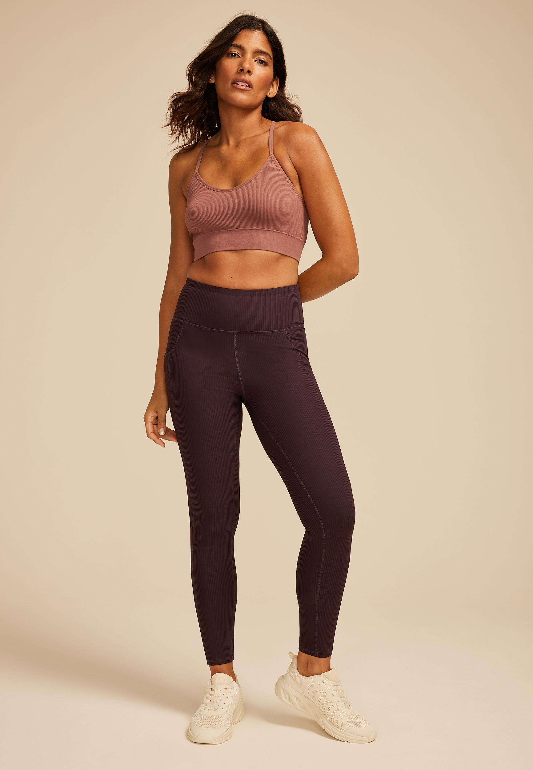 Soft Rib High Rise Legging, MAPLE, large