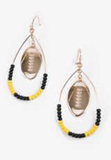 Game Day Black And Yellow Beaded Teardrop Earrings, C1524, small