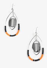 Game Day Black And Orange Beaded Teardrop Earrings, MULTI, small