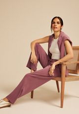 Cloud Scuba Knit Ribbed Wide Leg Sweatpant, C6578, small