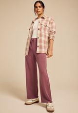 Cloud Scuba Knit Ribbed Wide Leg Sweatpant, C6578, small
