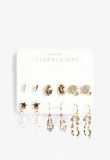 6 Pack Gold Game Day Earring Set, GOLD, small