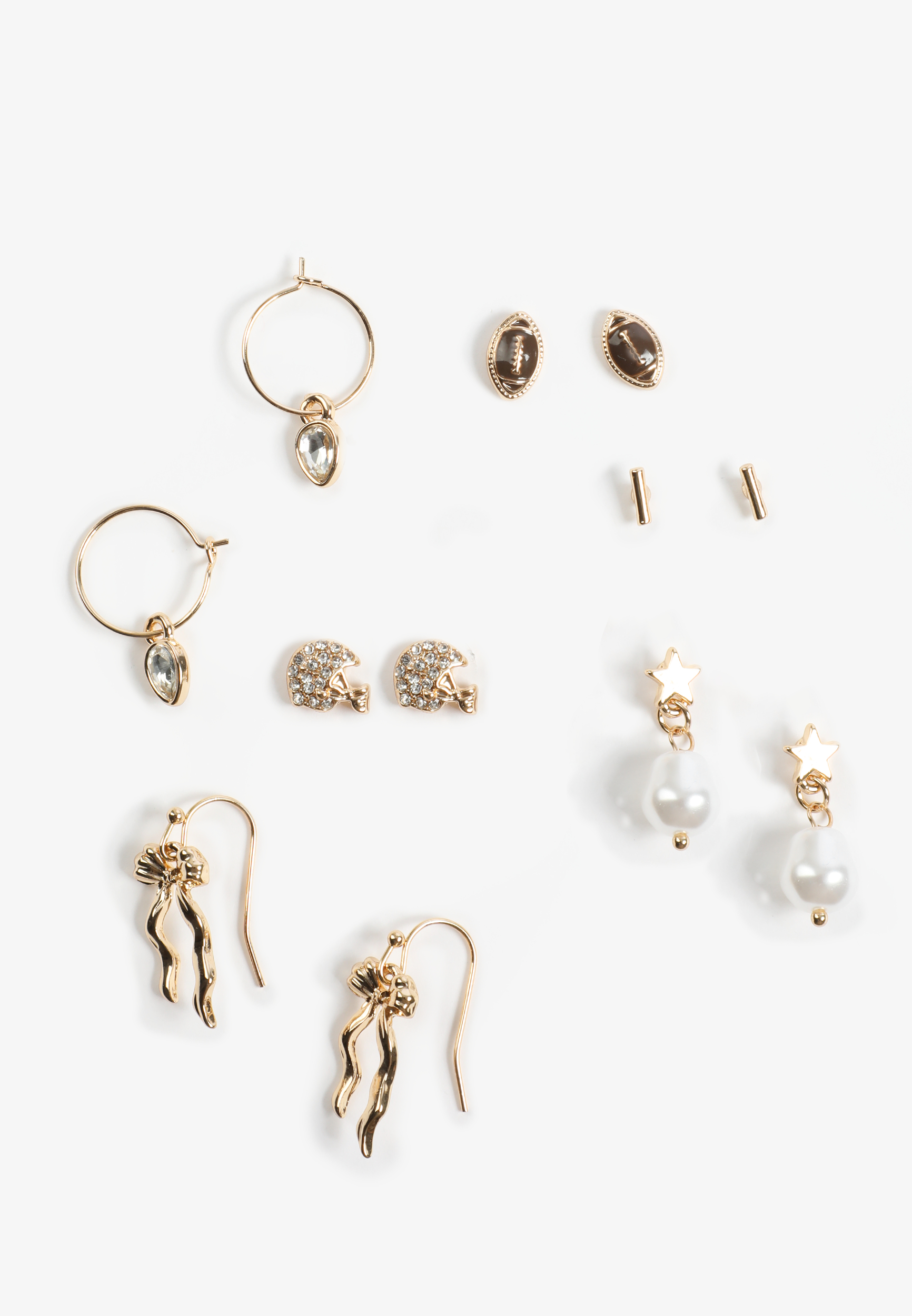 6 Pack Gold Game Day Earring Set, GOLD, large