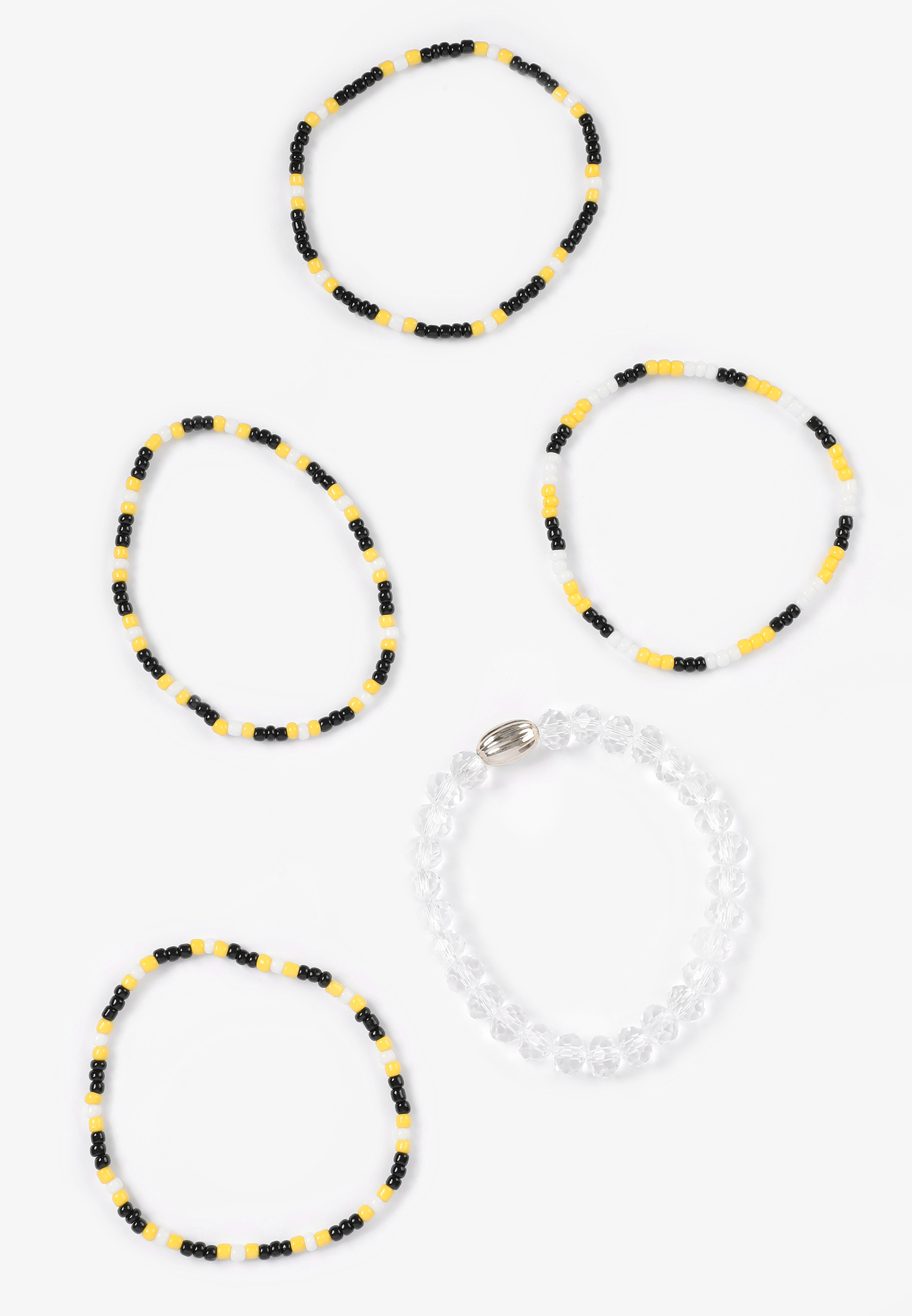 Game Day Black And Yellow Stretch Bracelet Set, MULTI, large
