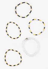 Game Day Black And Yellow Stretch Bracelet Set, MULTI, small
