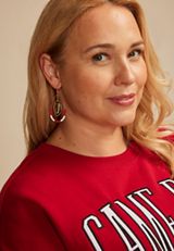 Game Day Maroon And White Beaded Teardrop Earrings, , small