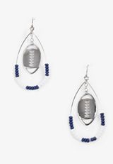 Game Day Navy Blue And White Beaded Teardrop Earrings, C1524, small