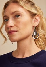 Game Day Navy Blue And White Beaded Teardrop Earrings, C1524, small