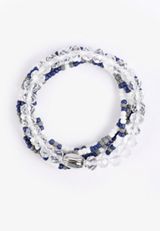 Game Day Navy Blue And White Stretch Bracelet Set, C1524, small
