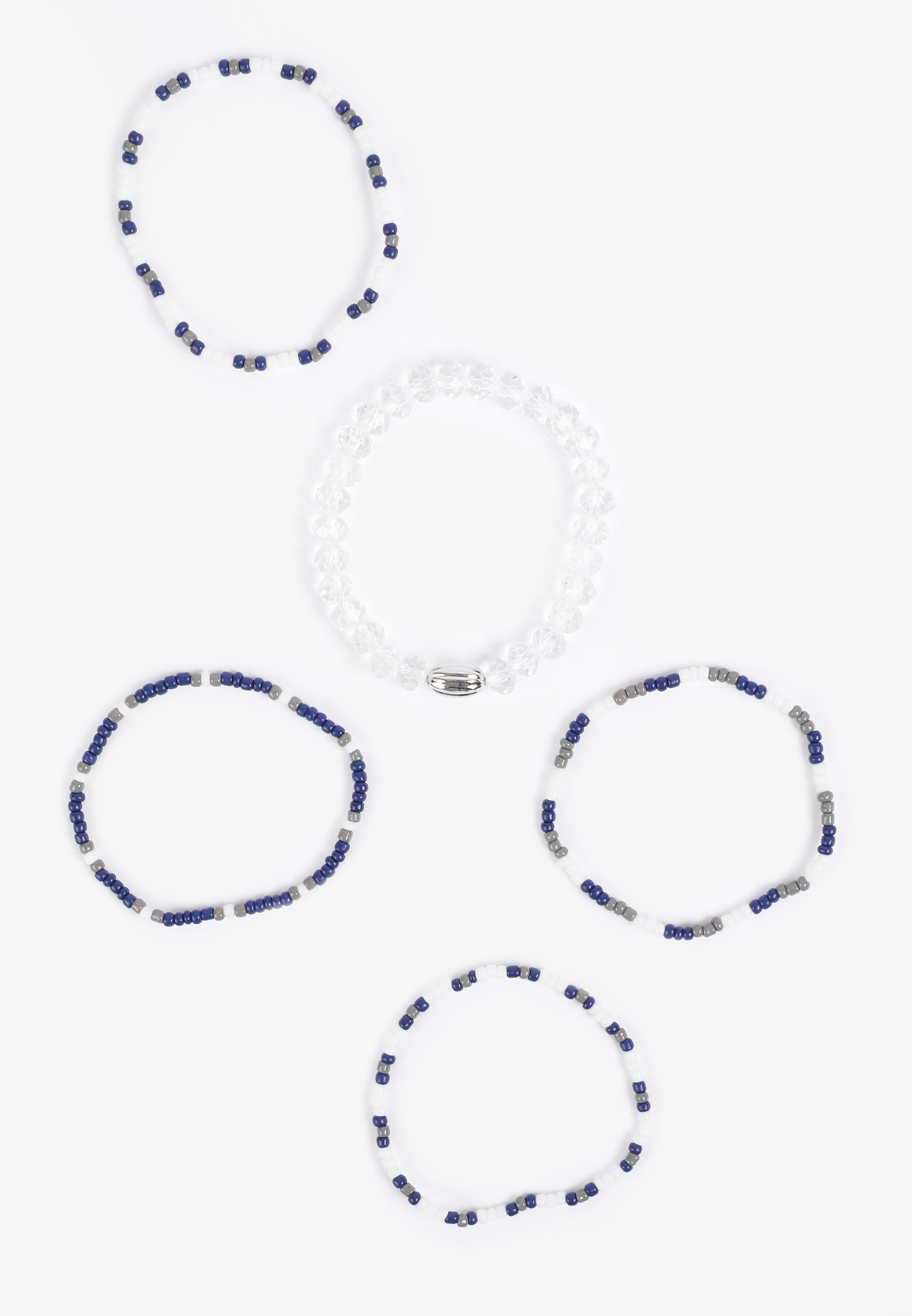 Game Day Navy Blue And White Stretch Bracelet Set, C1524, large