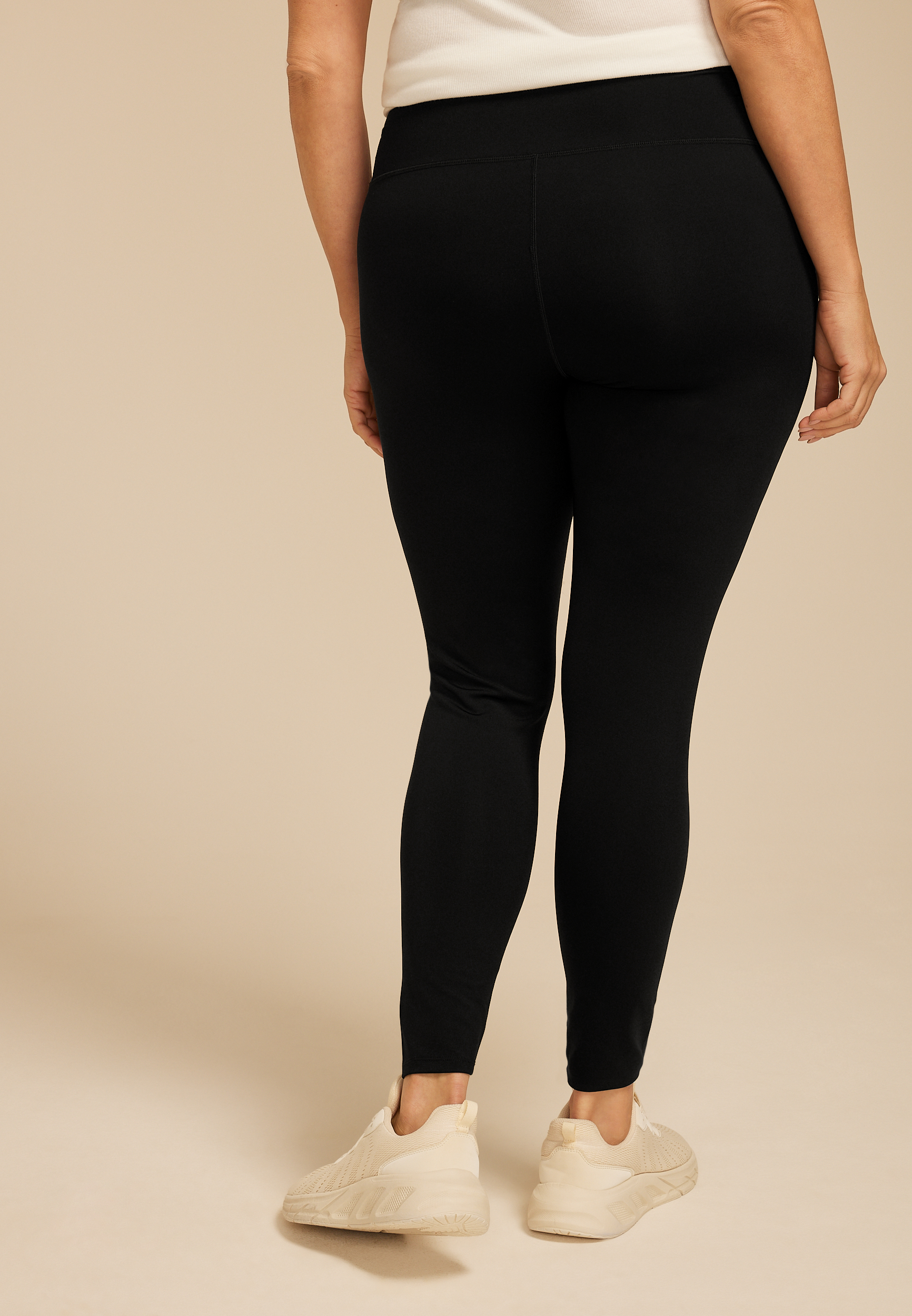 Plus Size PowerStretch High Rise Side Ruched Legging, BLACK, large