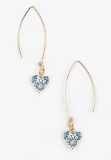 Colorful Floral Ceramic Heart Drop Earrings, C1524, small