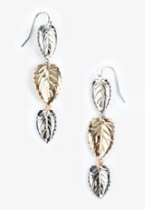 Mixed Metal Triple Leaf Drop Earrings, , small