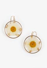 Pressed Daisy Drop Earrings, GOLD, small