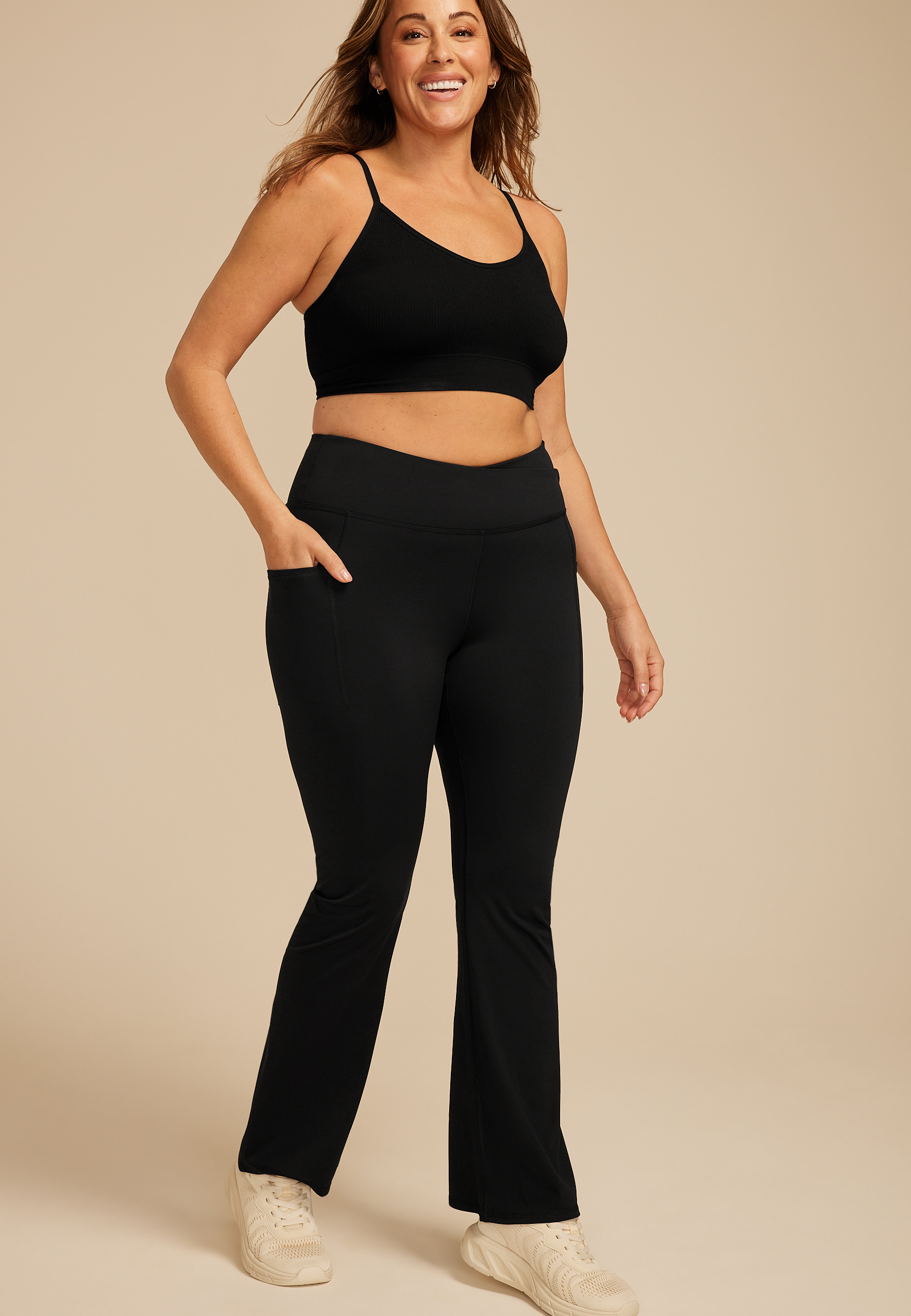 Plus Size Smooth Crossover High Rise Flare Legging, C106, large