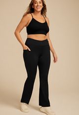 Plus Size Smooth Crossover High Rise Flare Legging, C106, small
