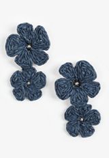 Navy Floral Raffia Drop Earrings, C180, small