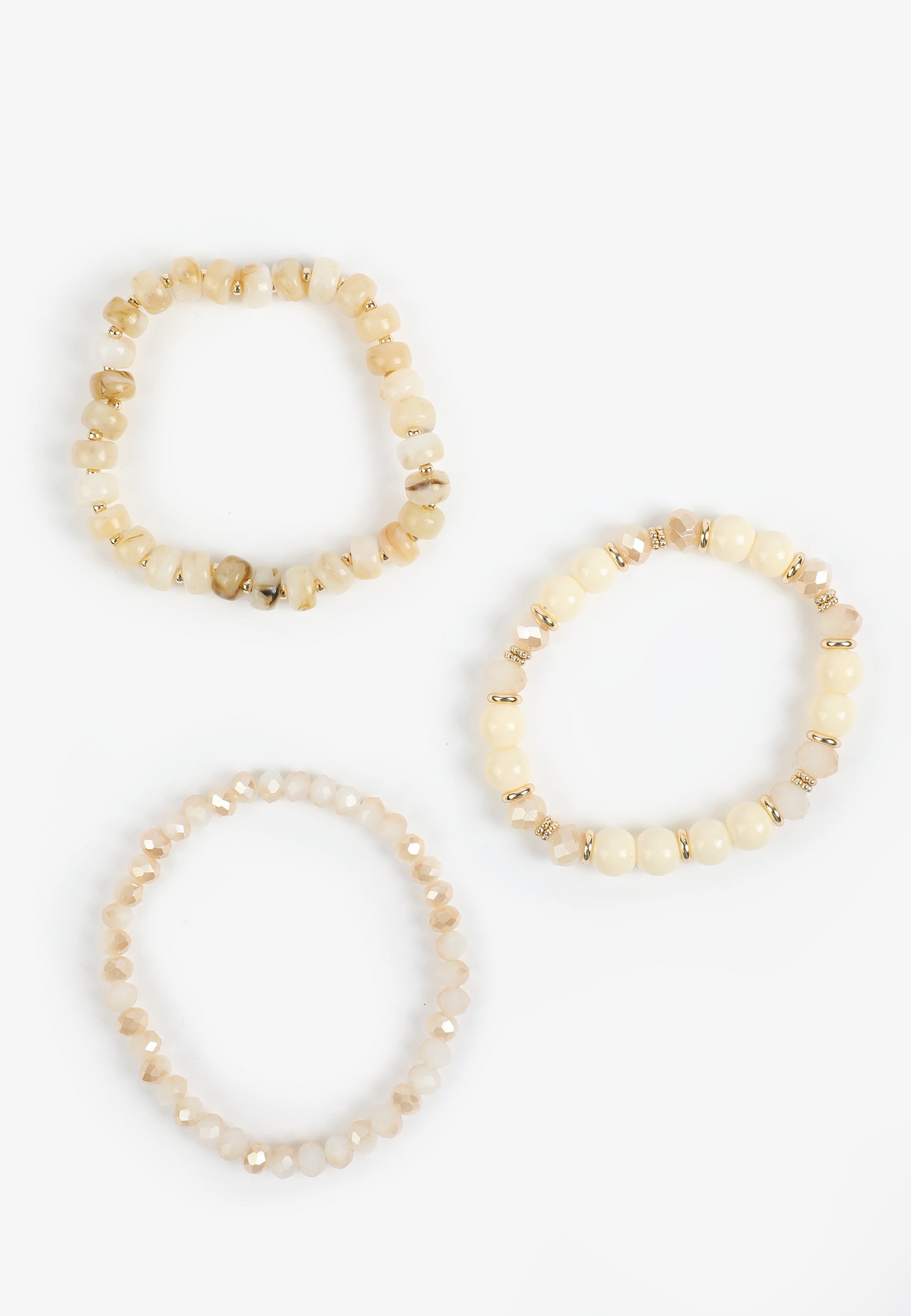 3 Pack Cream Stretch Bracelet Set, C4563, large