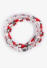 Game Day Red And White Stretch Bracelet Set, C1524, small