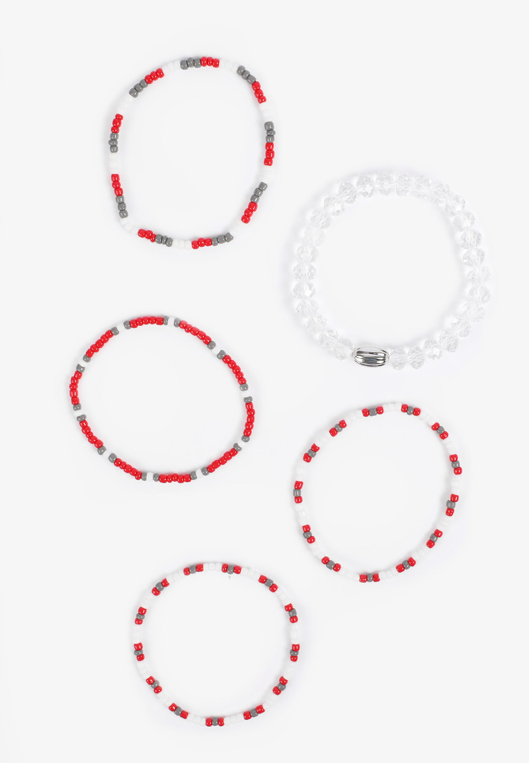 Game Day Red And White Stretch Bracelet Set, C1524, large