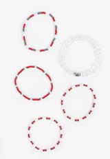 Game Day Red And White Stretch Bracelet Set, C1524, small