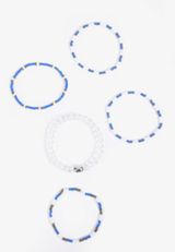 Game Day Royal Blue And White Stretch Bracelet Set, C1524, small