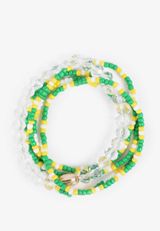 Game Day Green And Yellow Stretch Bracelet Set, MULTI, small