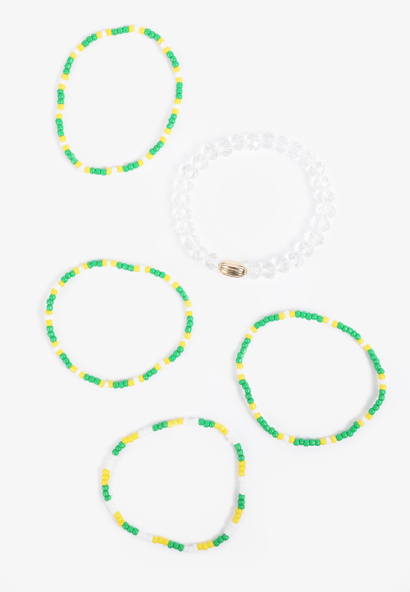 Game Day Green And Yellow Stretch Bracelet Set, MULTI, large