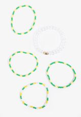 Game Day Green And Yellow Stretch Bracelet Set, MULTI, small