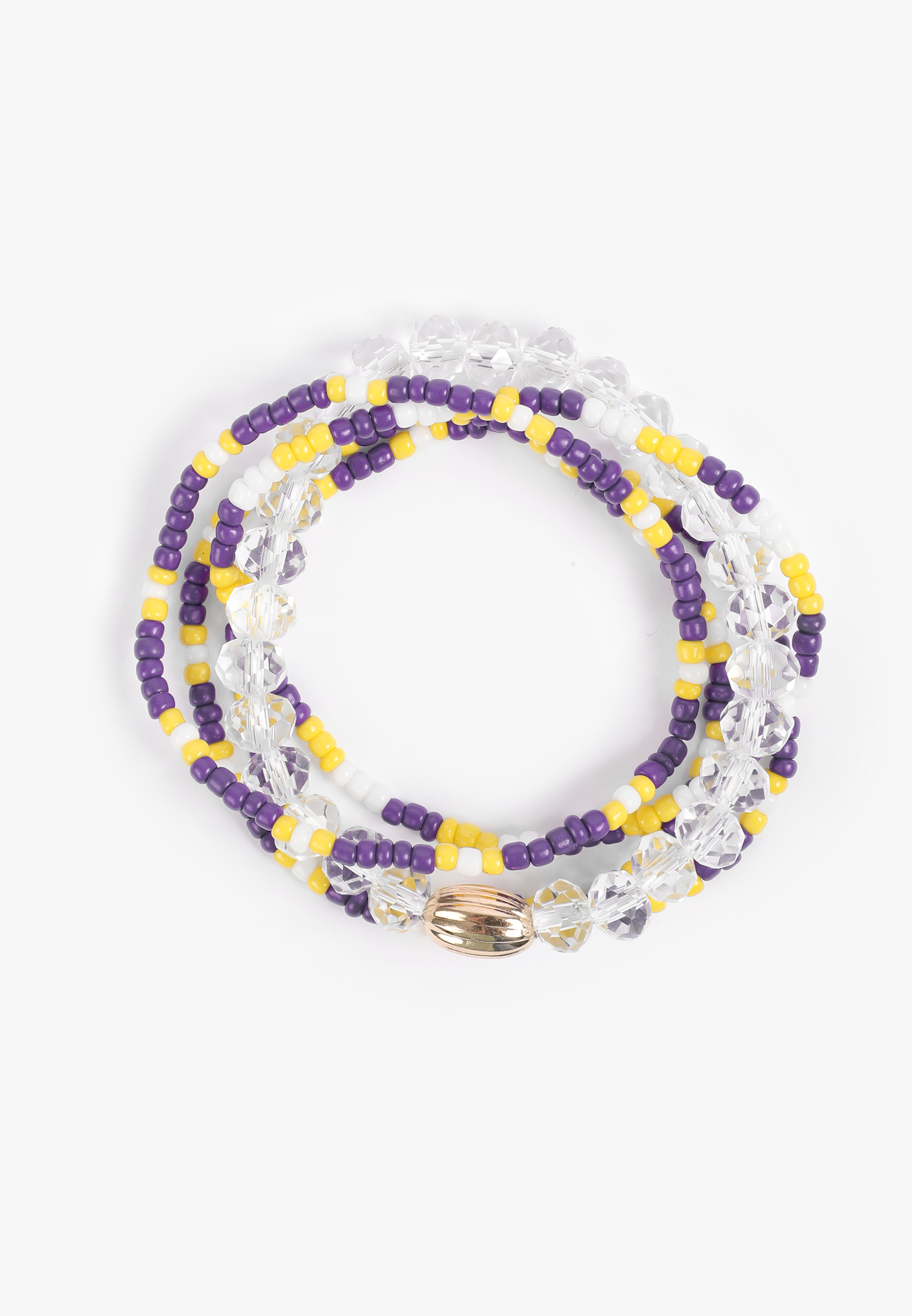 Game Day Purple And Yellow Stretch Bracelet Set