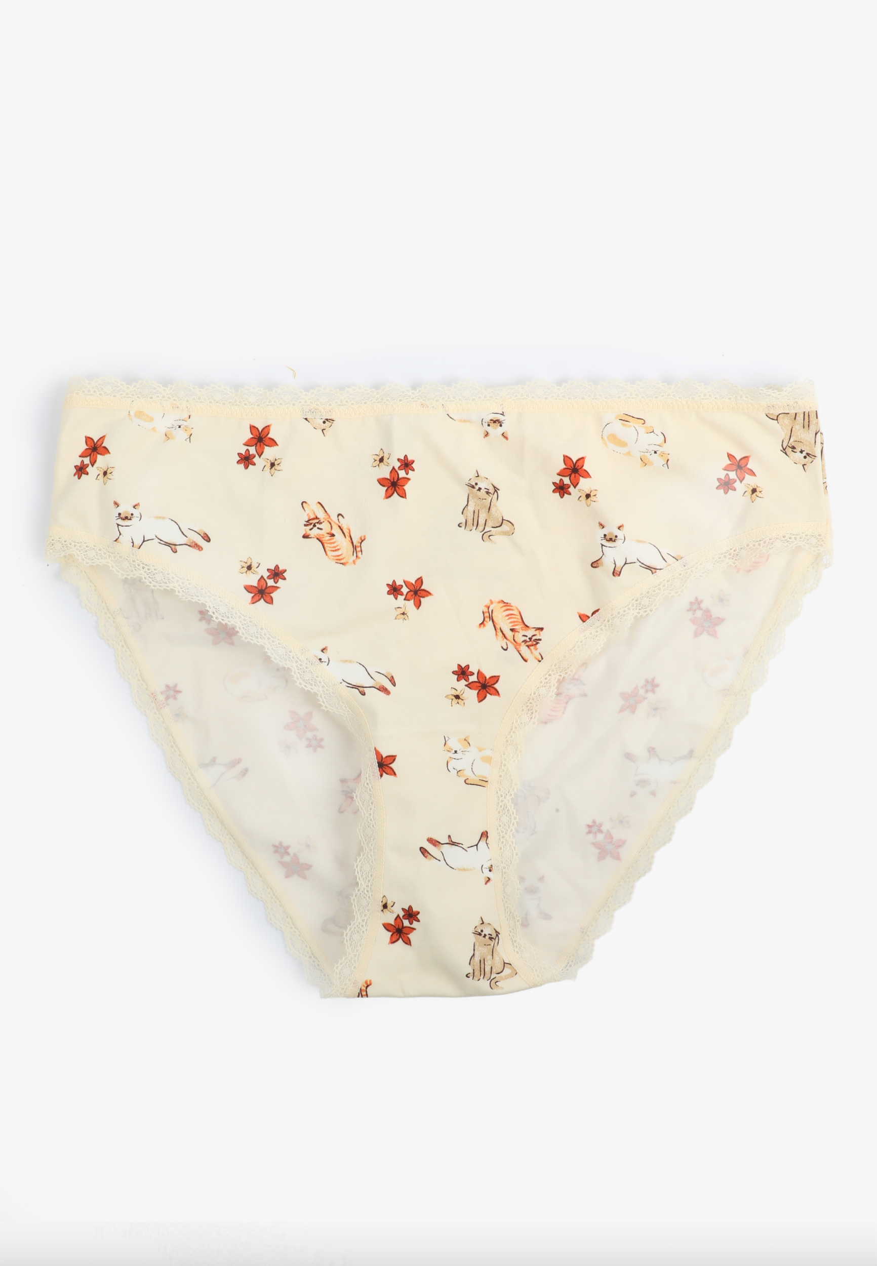 Simply Comfy Cotton Cats And Floral Print Bikini Panty