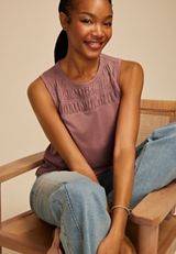 Smocked Yoke Tank Top, C3199, small