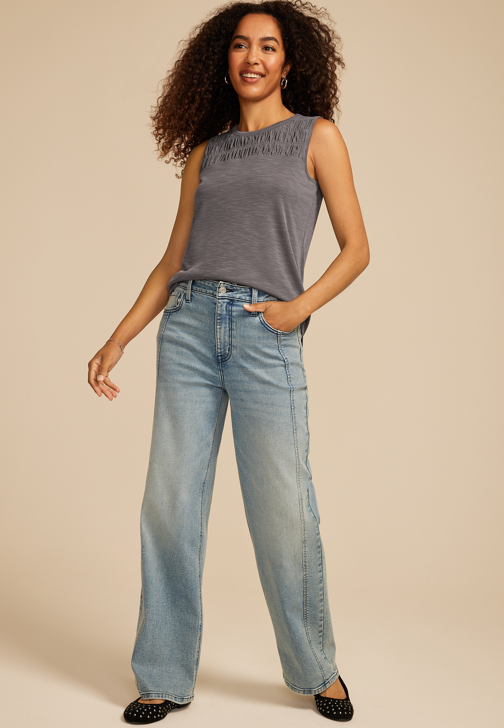 Smocked Yoke Tank Top