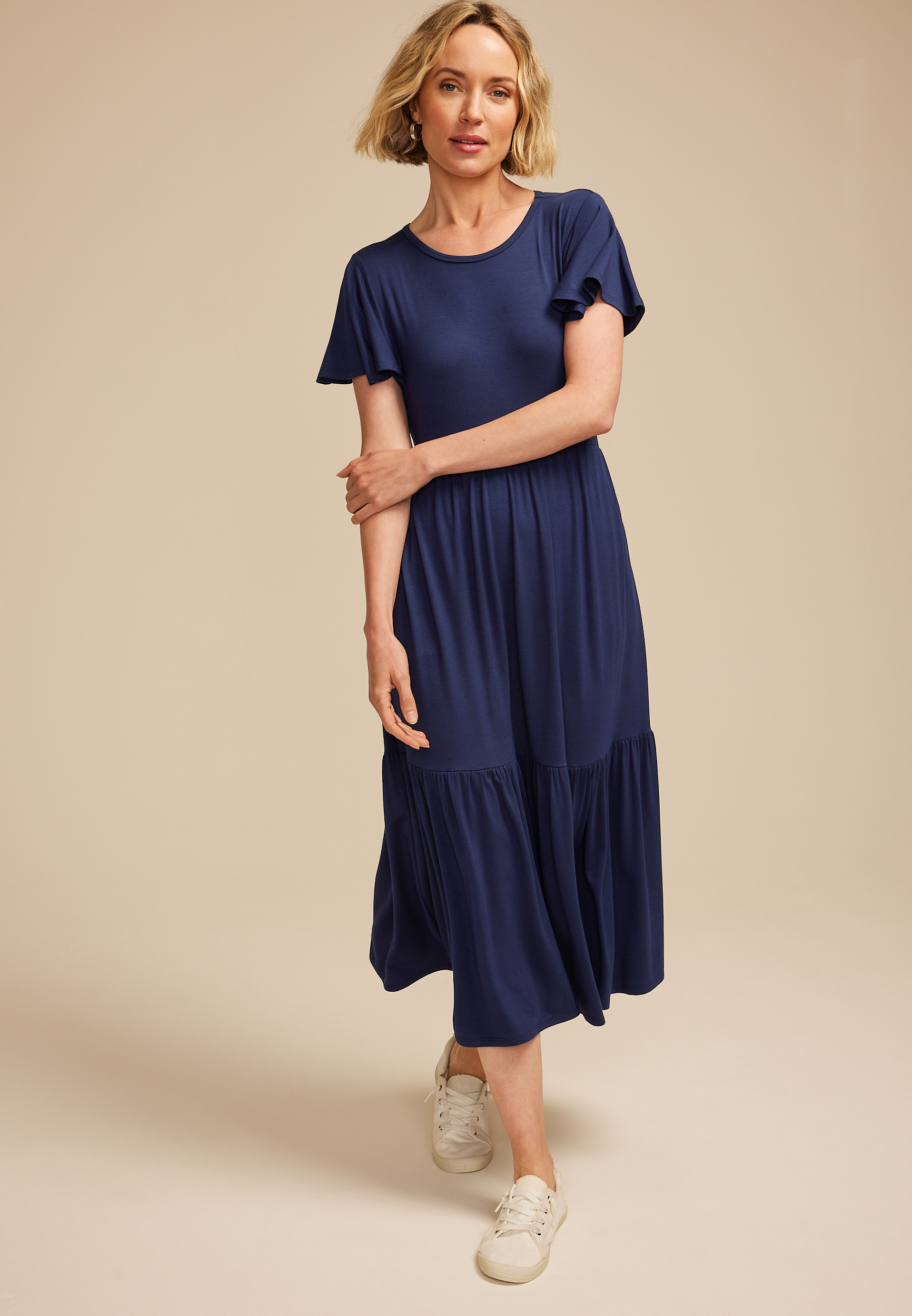 24/7 Flutter Sleeve Midi Dress