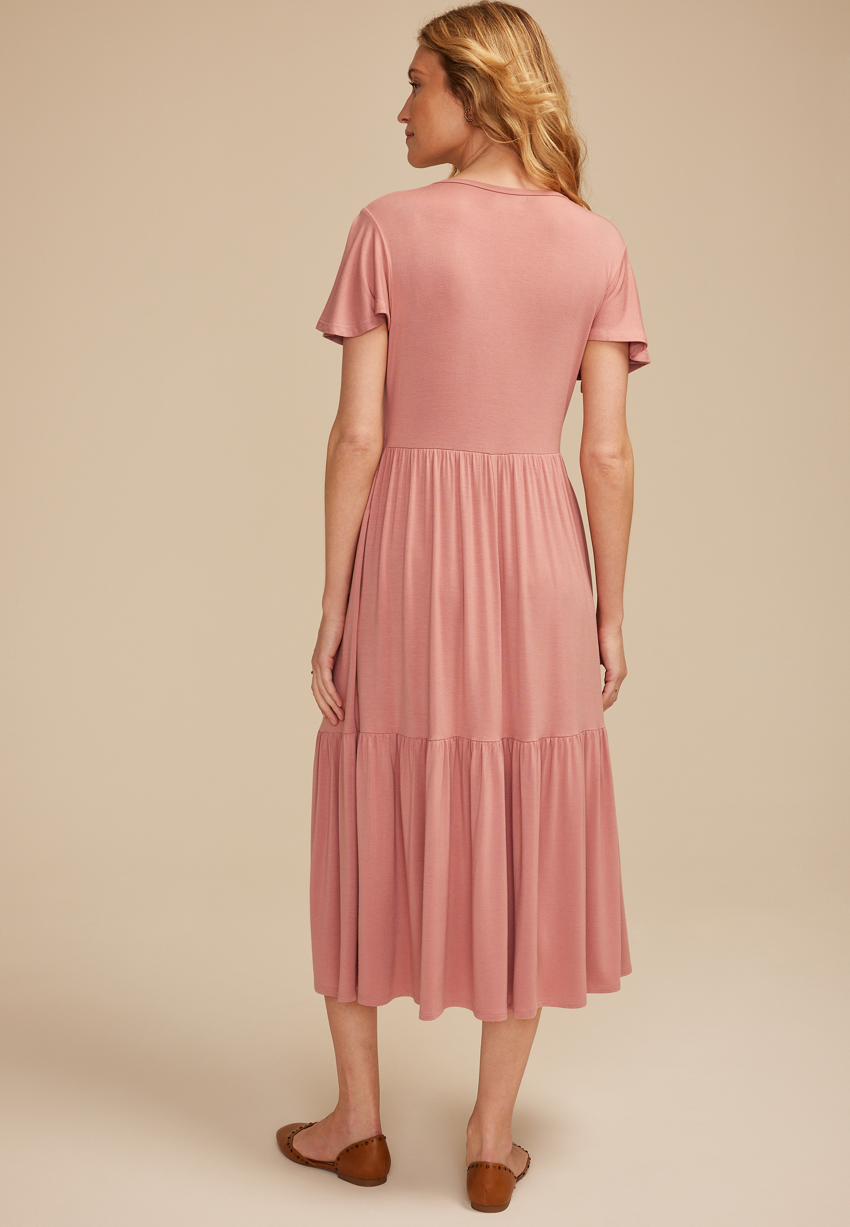 24/7 Flutter Sleeve Midi Dress