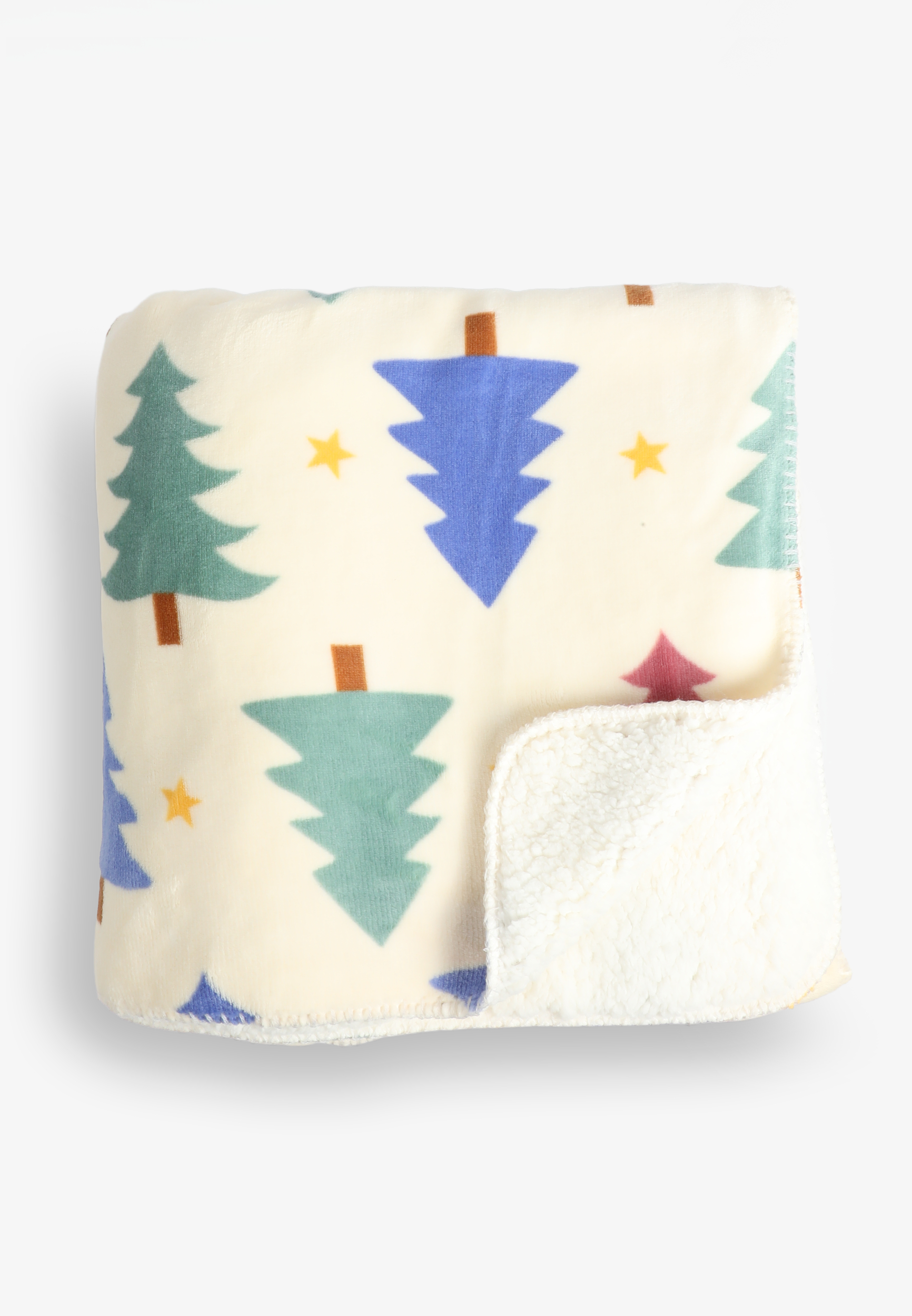 Festive Fleece Sherpa Throw Blanket