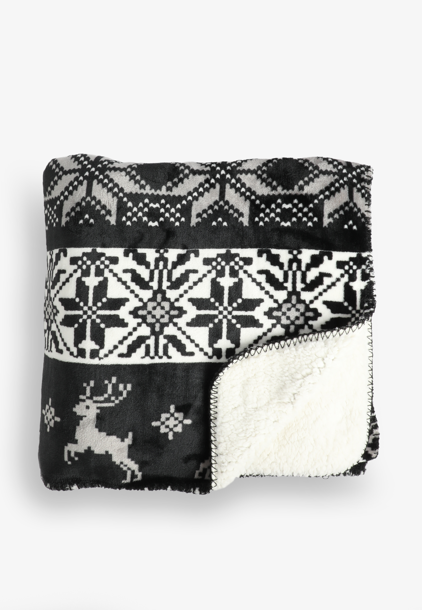 Festive Fleece Sherpa Throw Blanket