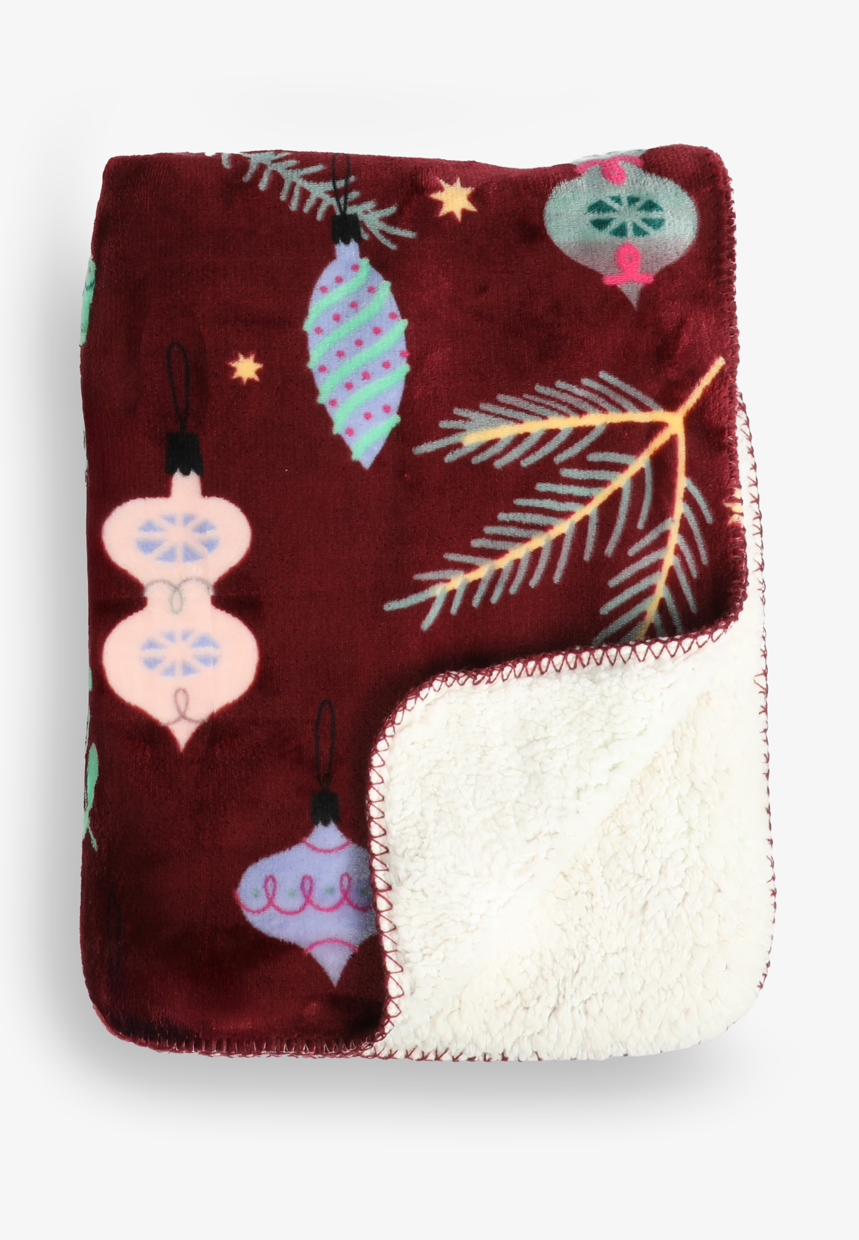 Festive Fleece Sherpa Throw Blanket